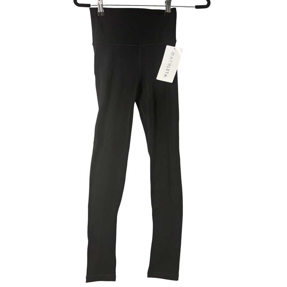 Athleta Mudra 7/8 Tight Black Ultra High Rise Seamless Mesh Leggings XXS/XS